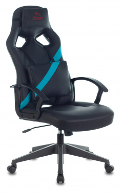 Кресло игровое ZOMBIE DRIVER чёрный/голубой искусственная кожа с подголов. крестовина пластик ZOMBIE DRIVER LB