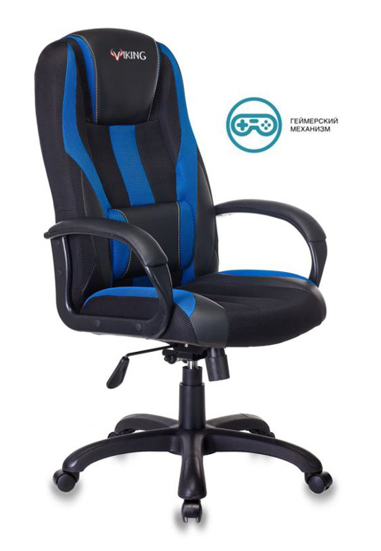 Кресло игровое Zombie VIKING-9 черный/синий искусств.кожа/ткань крестовина пластик VIKING-9/BL+BLUE