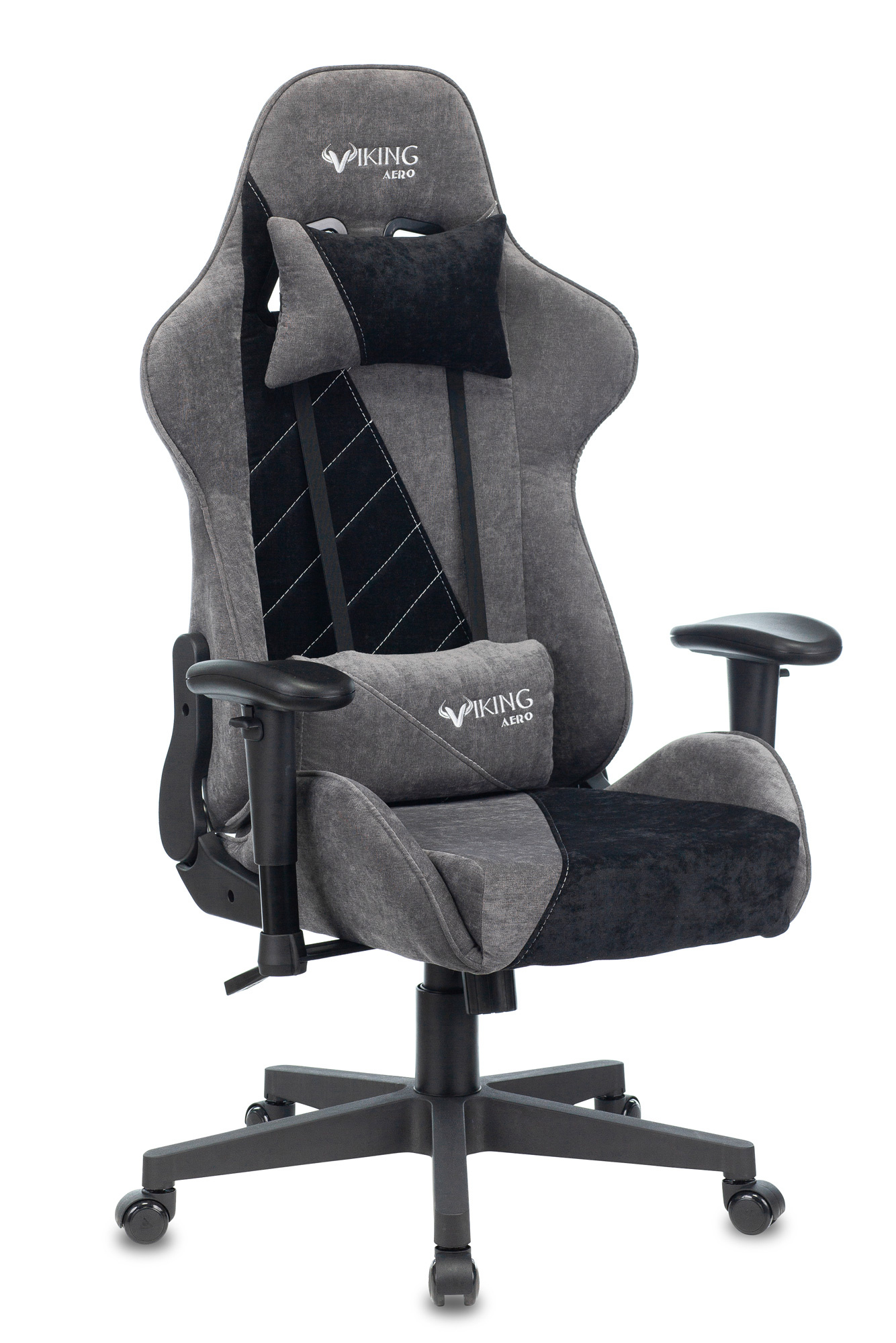 Кресло игровое Zombie VIKING X Fabric серый/черный с подголов. крестовина пластик VIKING X BLACK