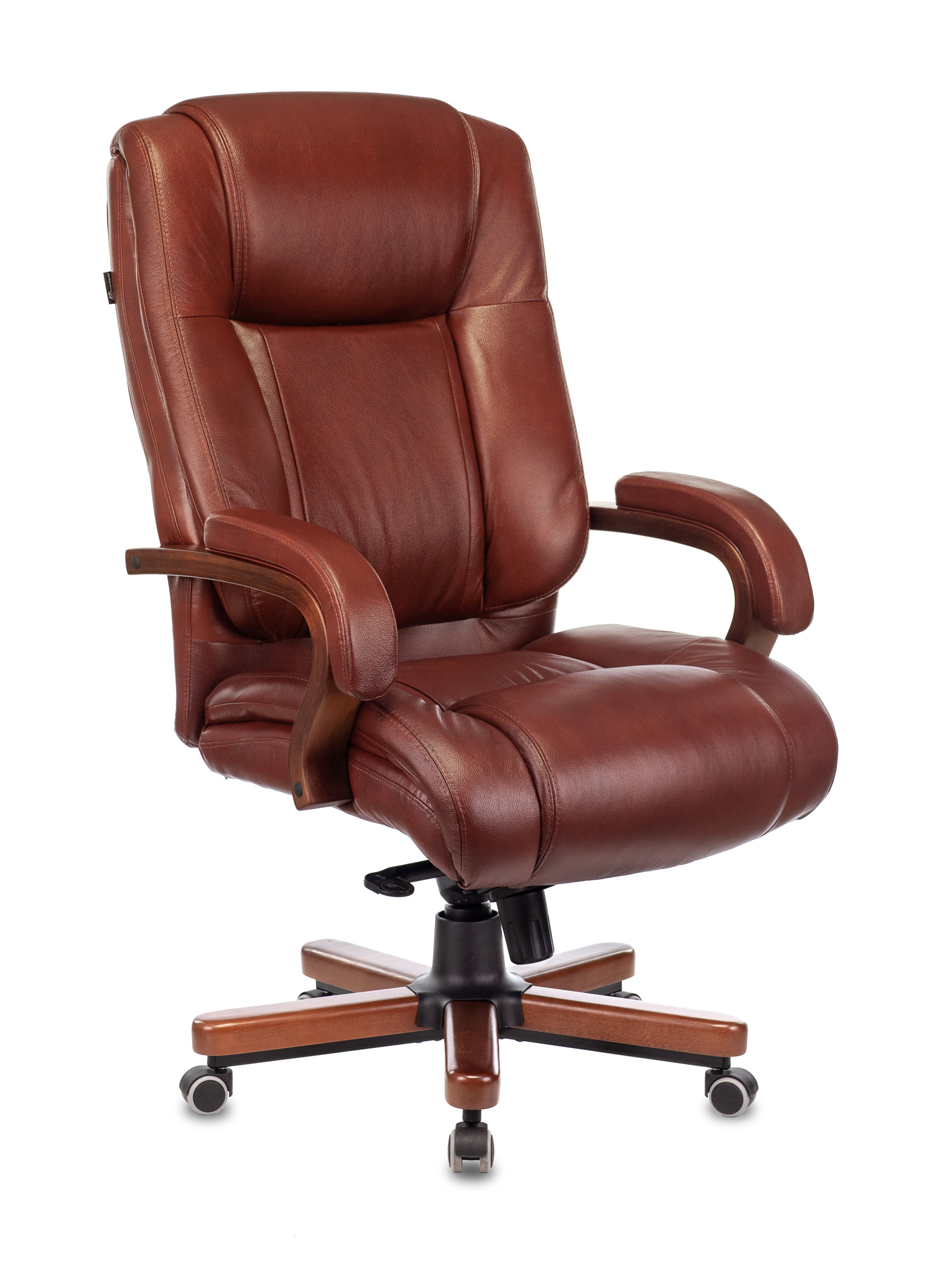 Кресло руководителя Бюрократ T-9925WALNUT светло-коричневый Leather Eichel кожа крестовина металл/дерево T-9925WALNUT/CHOK