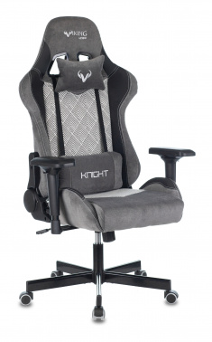 Кресло игровое Zombie VIKING 7 KNIGHT Fabric серый Loft ромбик текстиль/экокожа с подголов. VIKING 7 KNIGHT GR