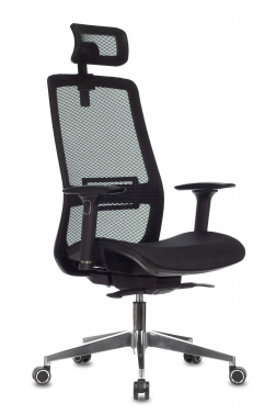 Кресло руководителя Бюрократ 821 черный сетка с подголов. крестовина алюминий 821/BLACK