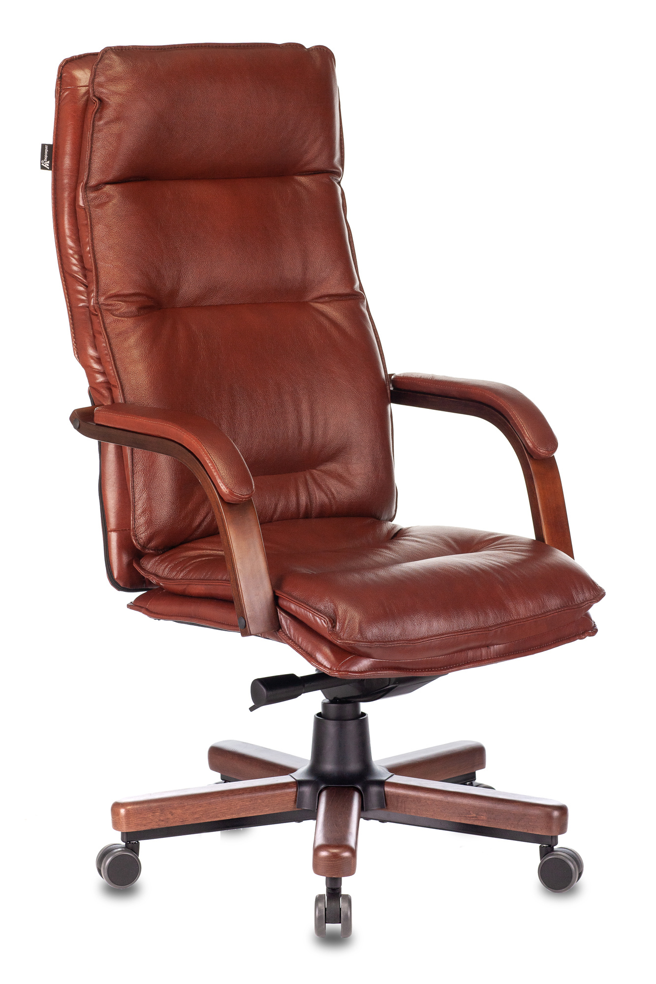 Кресло руководителя Бюрократ T-9927WALNUT светло-коричневый Leather Eichel кожа крестовина металл/дерево T-9927WALNUT/CHOK