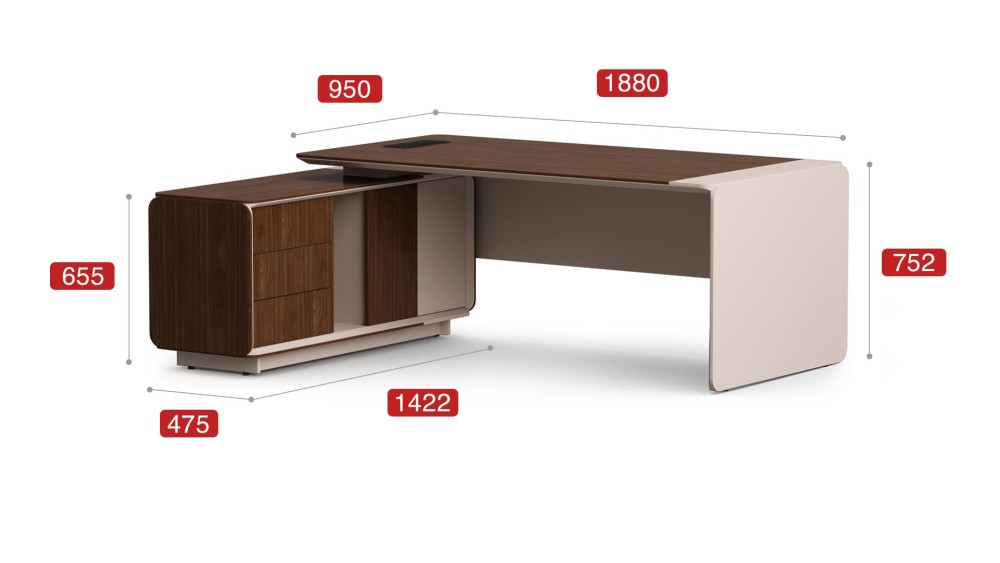 Стол руководителя с тумбой L, новый лючок 203x162x75.2