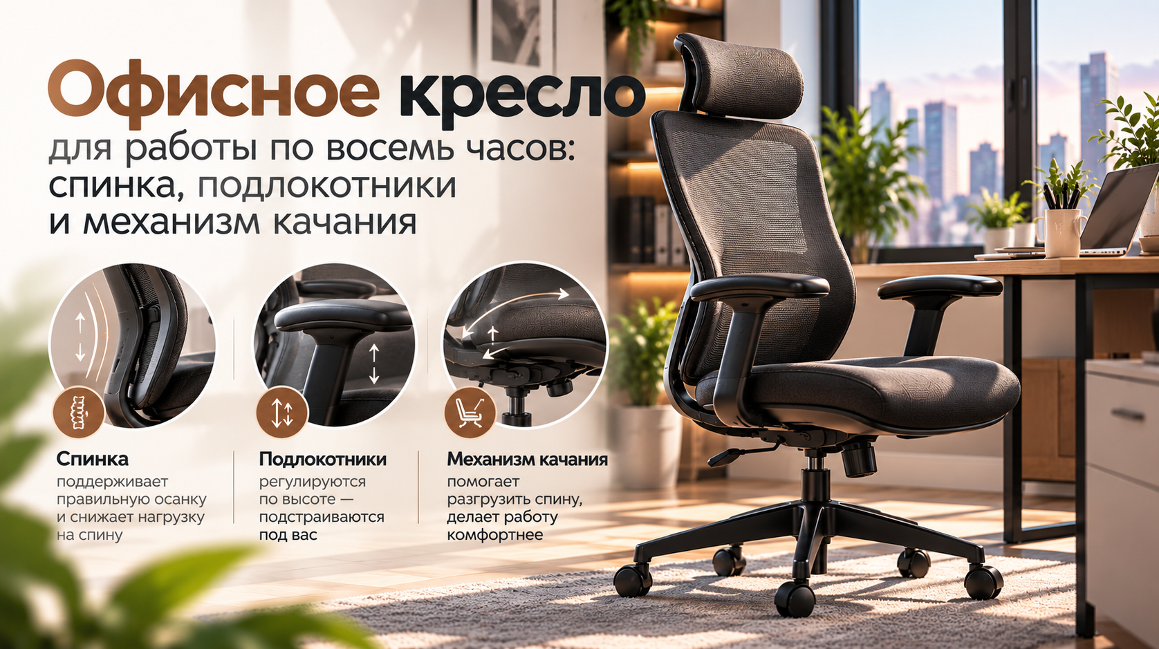 Как выбрать офисное кресло для работы по восемь часов: спинка, подлокотники и механизм качания