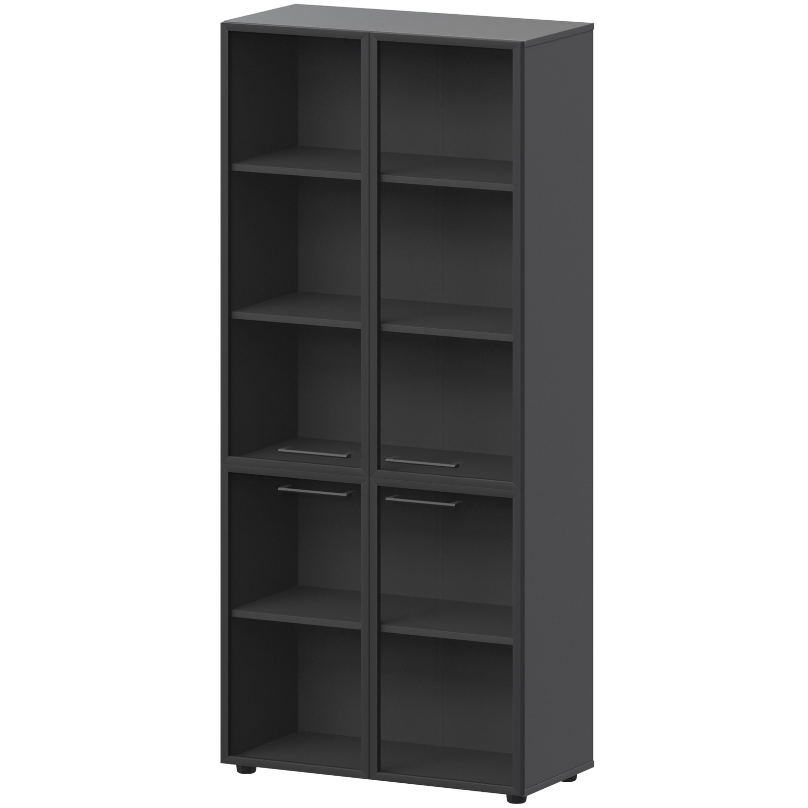 Шкаф высокий закрытый с стеклом в алюминиевой раме СМШ58.28RS.38RSМ(Ч) графит