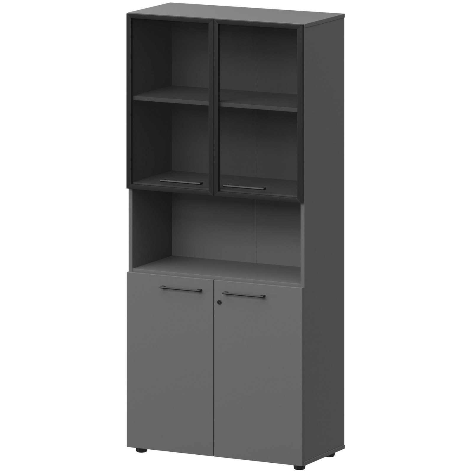 Шкаф высокий полузакрытый с стеклом в алюминиевой раме СМШ58.28F.28RS(Ч) графит