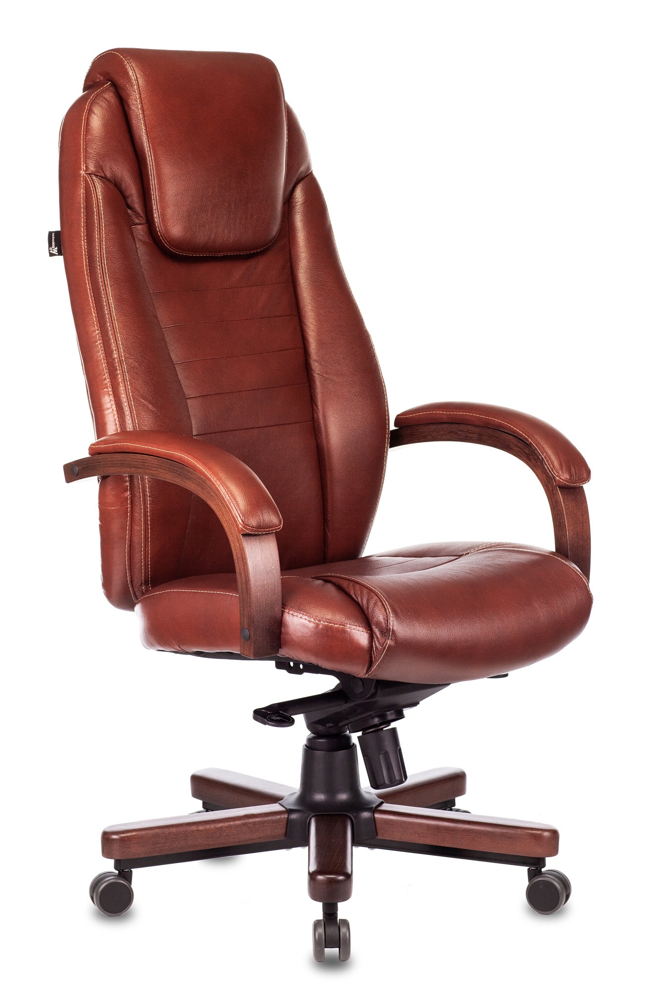 Кресло руководителя Бюрократ T-9923WALNUT светло-коричневый Leather Eichel кожа крестов. металл/дере