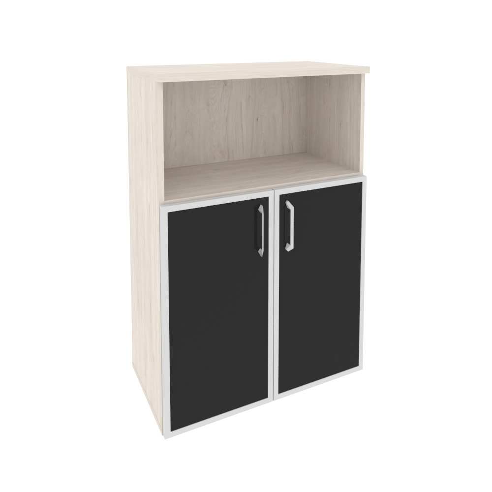 Onix Шкаф средний широкий O.ST-2.2 R black Денвер Светлый/Стекло Black 800x420x1207