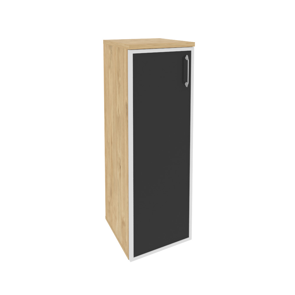 Onix Шкаф средний узкий левый O.SU-2.4 R (L) black Тиквуд Светлый/Стекло Black 400x420x1207