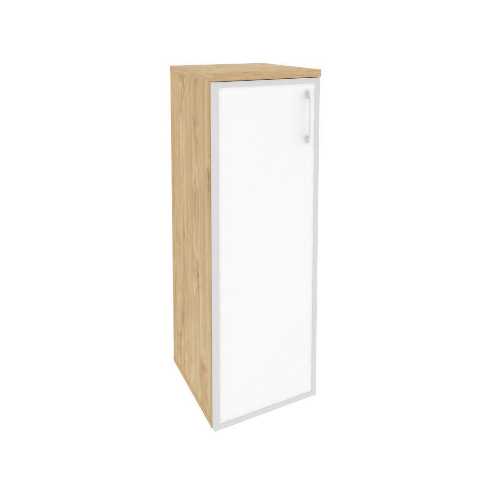 Onix Шкаф средний узкий левый O.SU-2.4 R (L) white Тиквуд Светлый/Стекло White 400x420x1207