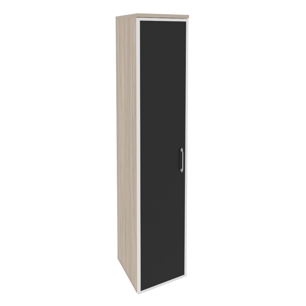 Onix Шкаф высокий узкий левый O.SU-1.10 R (L) black Дуб Аттик/Cтекло Black 400x420x1977