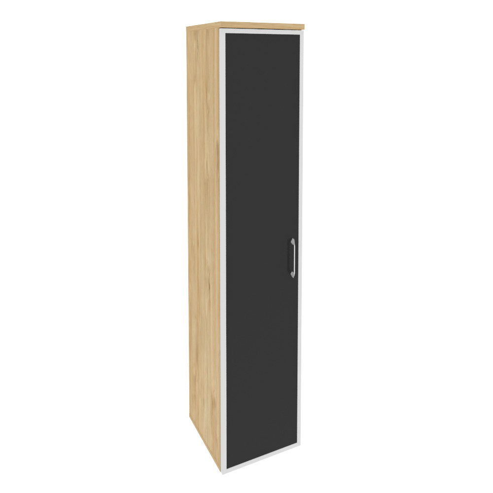 Onix Шкаф высокий узкий левый O.SU-1.10 R (L) black Тиквуд Светлый/Стекло Black 400x420x1977