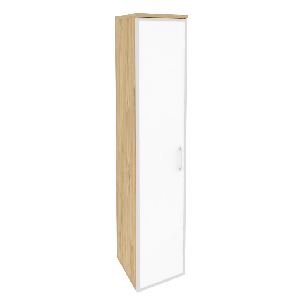 Onix Шкаф высокий узкий левый O.SU-1.10 R (L) white Тиквуд Светлый/Стекло White 400x420x1977