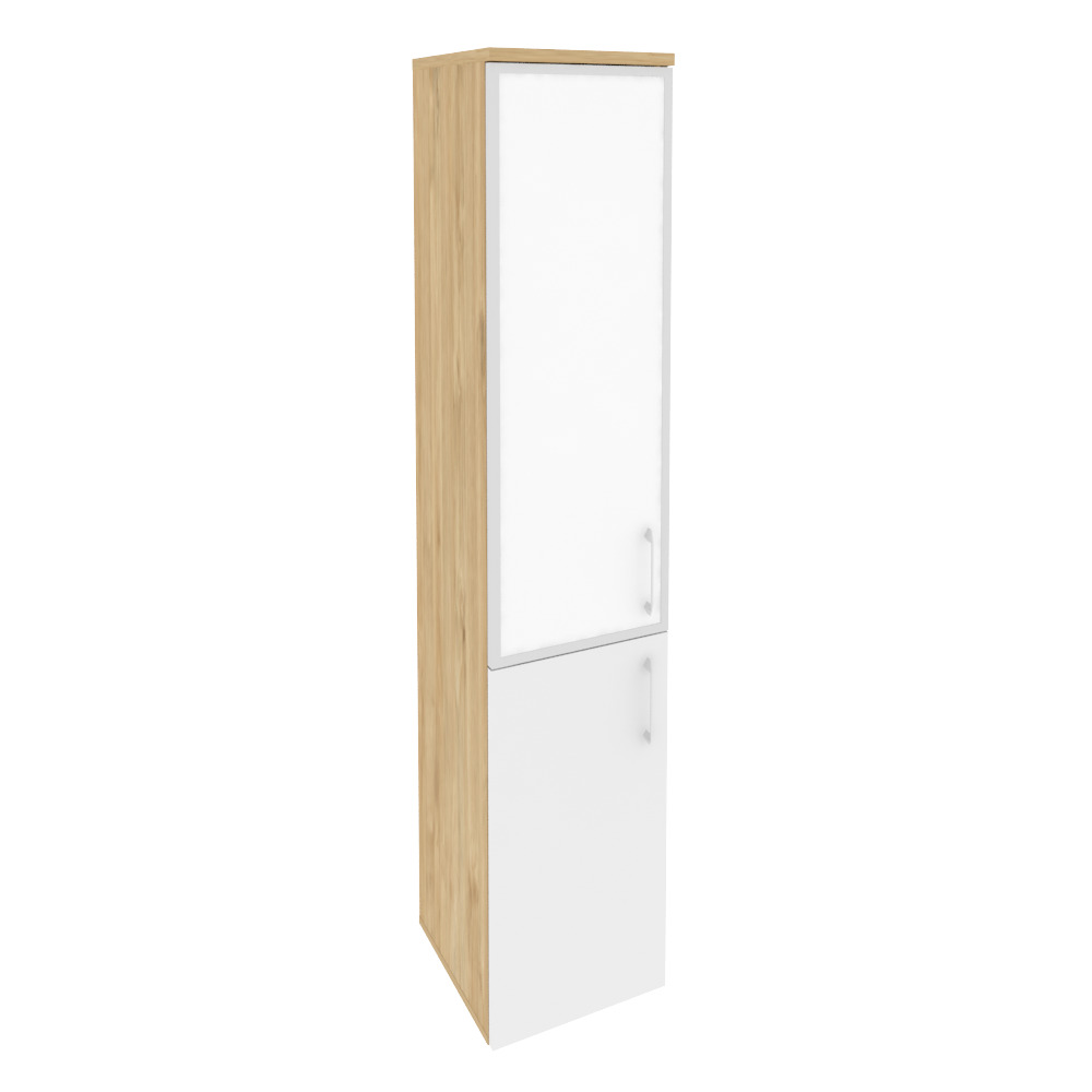 Onix Шкаф высокий узкий левый O.SU-1.2 R (L) white Тиквуд Светлый/Белый Бриллиант/Стекло White 400x420x1977