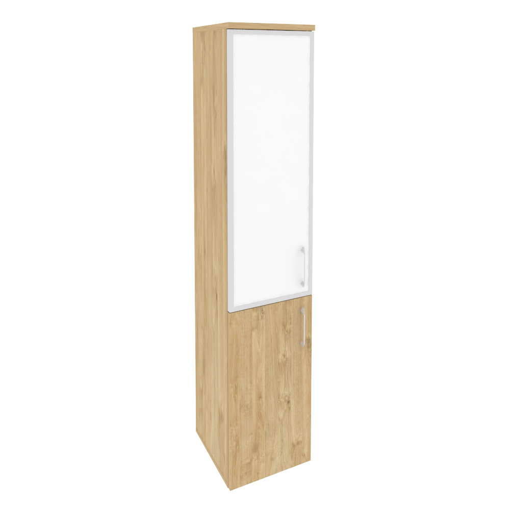 Onix Шкаф высокий узкий левый O.SU-1.2 R (L) white Тиквуд Светлый/Стекло White 400x420x1977