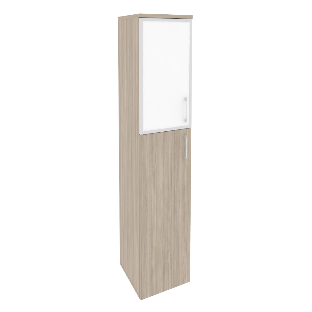 Onix Шкаф высокий узкий левый O.SU-1.7 R (L) white Дуб Аттик/Стекло White 400x420x1977