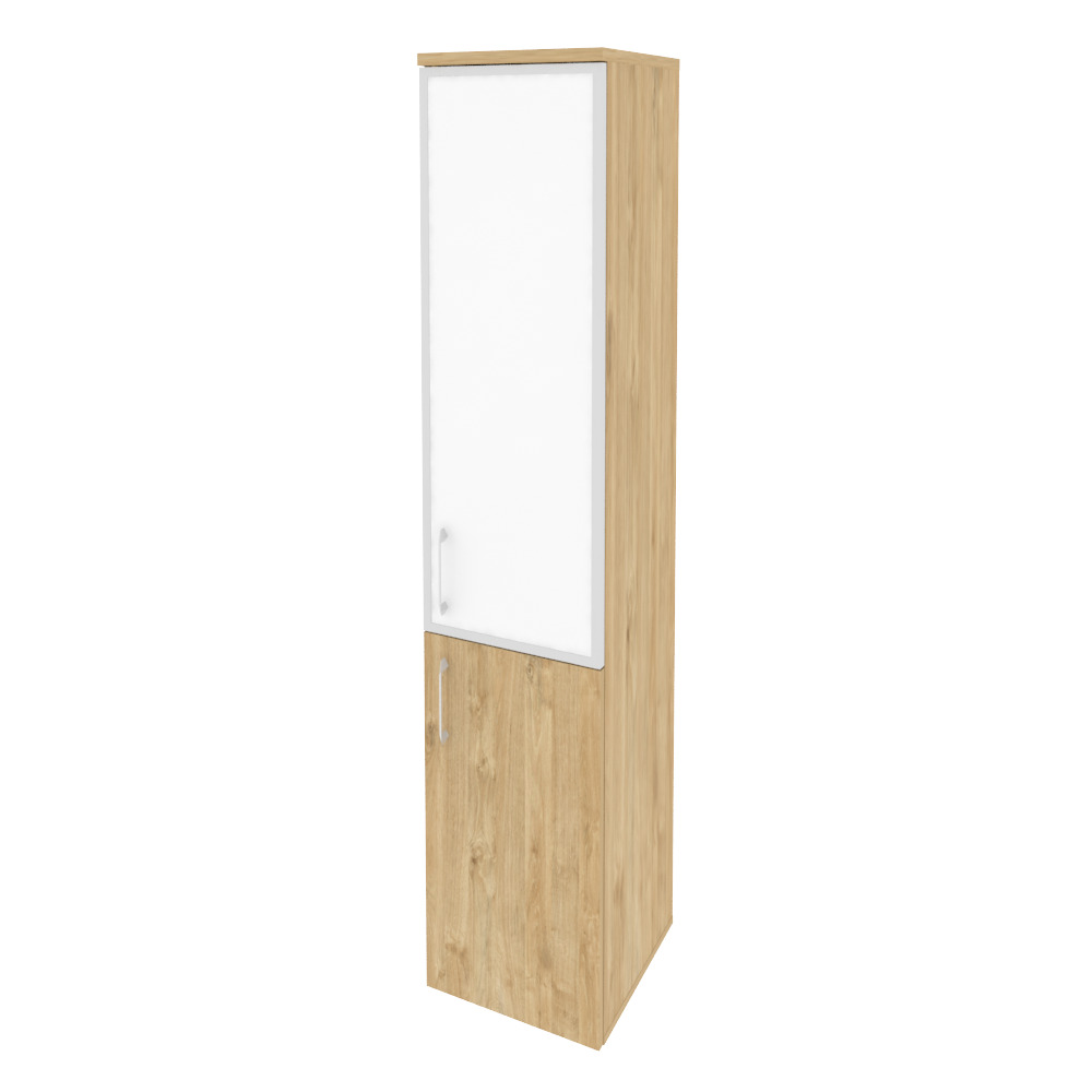 Onix Шкаф высокий узкий правый O.SU-1.2 R (R) white Тиквуд Светлый/Стекло White 400x420x1977